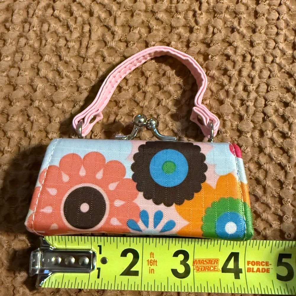 TIC TOK Mini Handbag Lipstick Coin Purse Retro Floral Bold Colorful Snap Handle - Picture 3 of 7